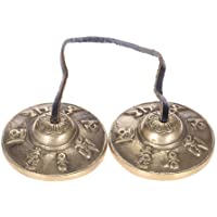 ammoon 2.6in - 6.5cm Hechos a Mano La Meditación Tibetana Tingsha Platillo de Bell con Budista Símbolos de la Suerte